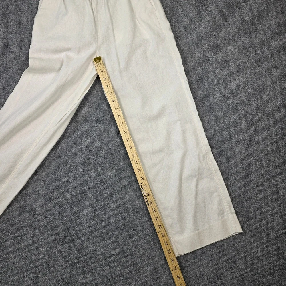 Banana Republic Linen Blend Pants Womens XS White‎ Straight Leg Elastic Waist